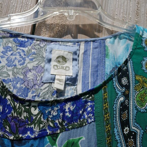 Tiny Anthropologie Blouse Ellery Blue Floral Patchwork Print Top Size Medium - Picture 4 of 7
